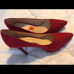 Red Suede Jessica Simpson Pumps Size 7